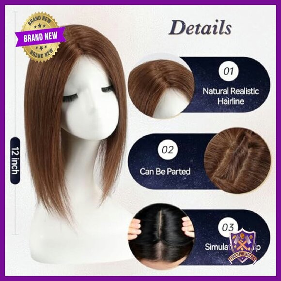 Large Base Human Hair Topper 7x7 Inch for Thinning Hair Coverage main image 7